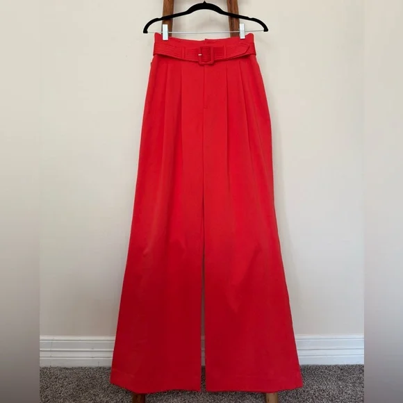 ANTONIO MELANI Vibrant Red-Orange Wide Leg Pants - Picture 2 of 13